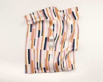 Light Switch Plate Cover, single toggle, handmade, one-of-a-kind, orange, pink, green, windswept, 3-dimensional, artistic, playful