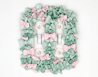 Handmade Double Light Switch Cover, Ribbon Bows, 3D Polymer Clay