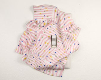 Light Switch Plate Cover, single toggle, handmade, one-of-a-kind, pink, blue, pajama stripes, windswept, 3-dimensional, feminine