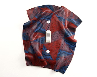 Handmade Polymer Clay Light Switch Plate Cover, Red Blue Windswept Decor