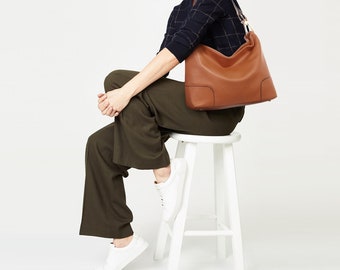 Hobo Purses for Women Soft PU Leather Handbags Slouchy Hobo Bags Shoulder Bag Top Handle Tote