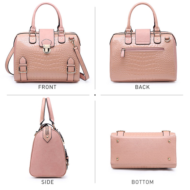 Women Barrel Handbags Purses Fashion Satchel Bags Top Handle Shoulder Bags Vegan Leather Work Bag image 8