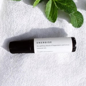 Energise Aromatherapy Pulse Point Roller, Peppermint and Lemon Essential Oils, Vegan Gift, Gift Idea, Self-Care Gift, Pamper Gift