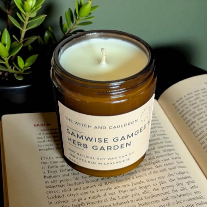 Samwise Gamgee's Herb Garden Soy Wax Candle, Vegan, Essential Oils, LOTR/The Hobbit Themed Gift image 3
