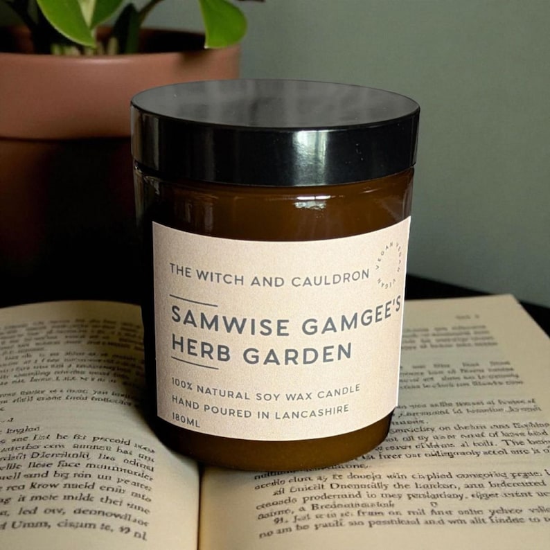 Samwise Gamgee's Herb Garden Soy Wax Candle, Vegan, Essential Oils, LOTR/The Hobbit Themed Gift image 1