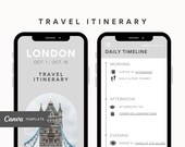 Travel Itinerary Mobile Template Minimal Neutral, Editable Canva Template, Digital Download Travel Planner, Travel Guide London