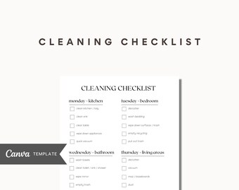 Cleaning List, Cleaning Checklist, Minimalist List, List Digital Download, Printable Cleaning List, Neutral To-Do List