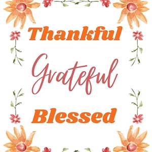 PRINTABLE Thankful Grateful Blessed Wall Decor Digital - Etsy