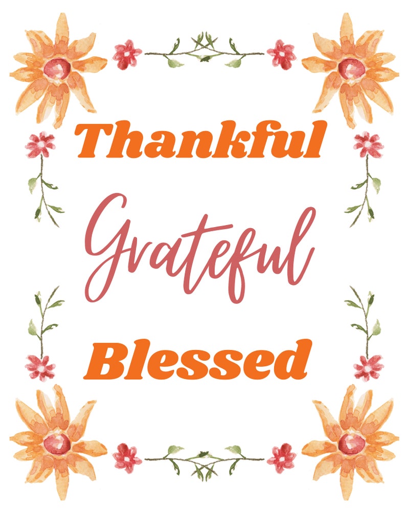 PRINTABLE Thankful Grateful Blessed Wall Decor Digital - Etsy