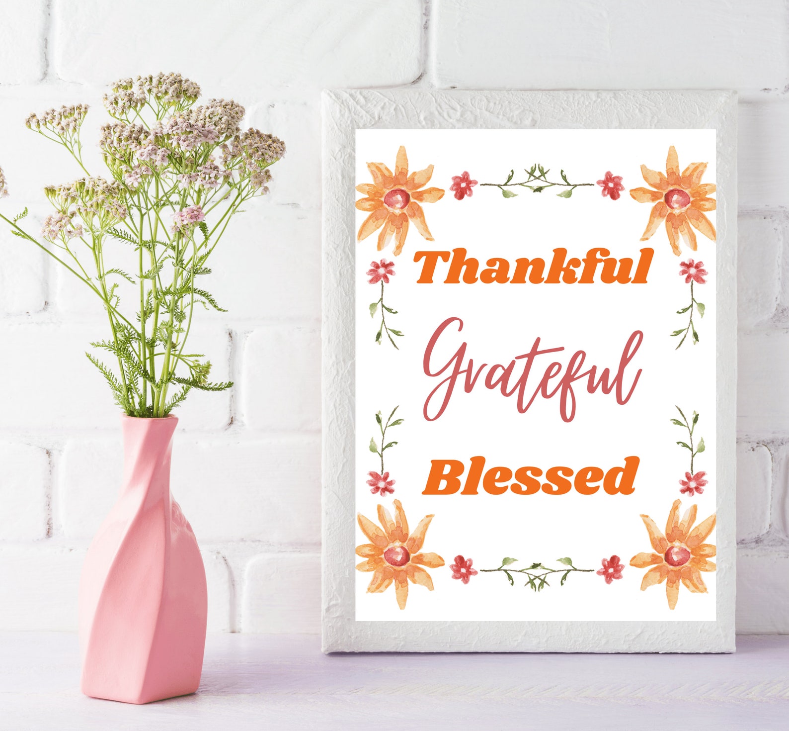 PRINTABLE Thankful Grateful Blessed Wall Decor Digital - Etsy