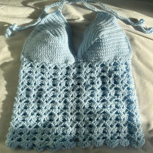 Light Blue Crochet Halter Top