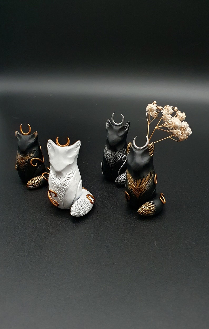 Fuchs Figur, Mond, Figürchen, Kleine Blumen Vase, süße Figur, Kleinigkeit Bild 4
