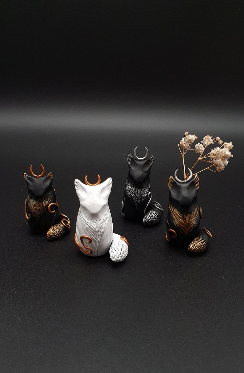 Fuchs Figur, Mond, Figürchen, Kleine Blumen Vase, süße Figur, Kleinigkeit Bild 1