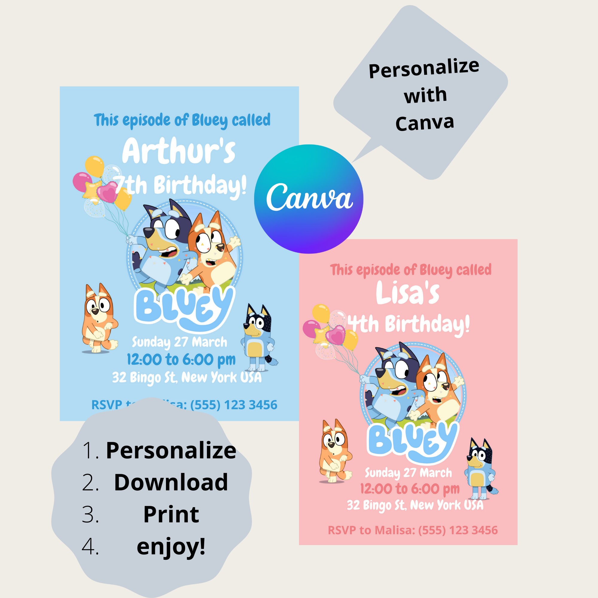 This Episode of Bluey Birthday Custom Invitation Bluey | Etsy UK