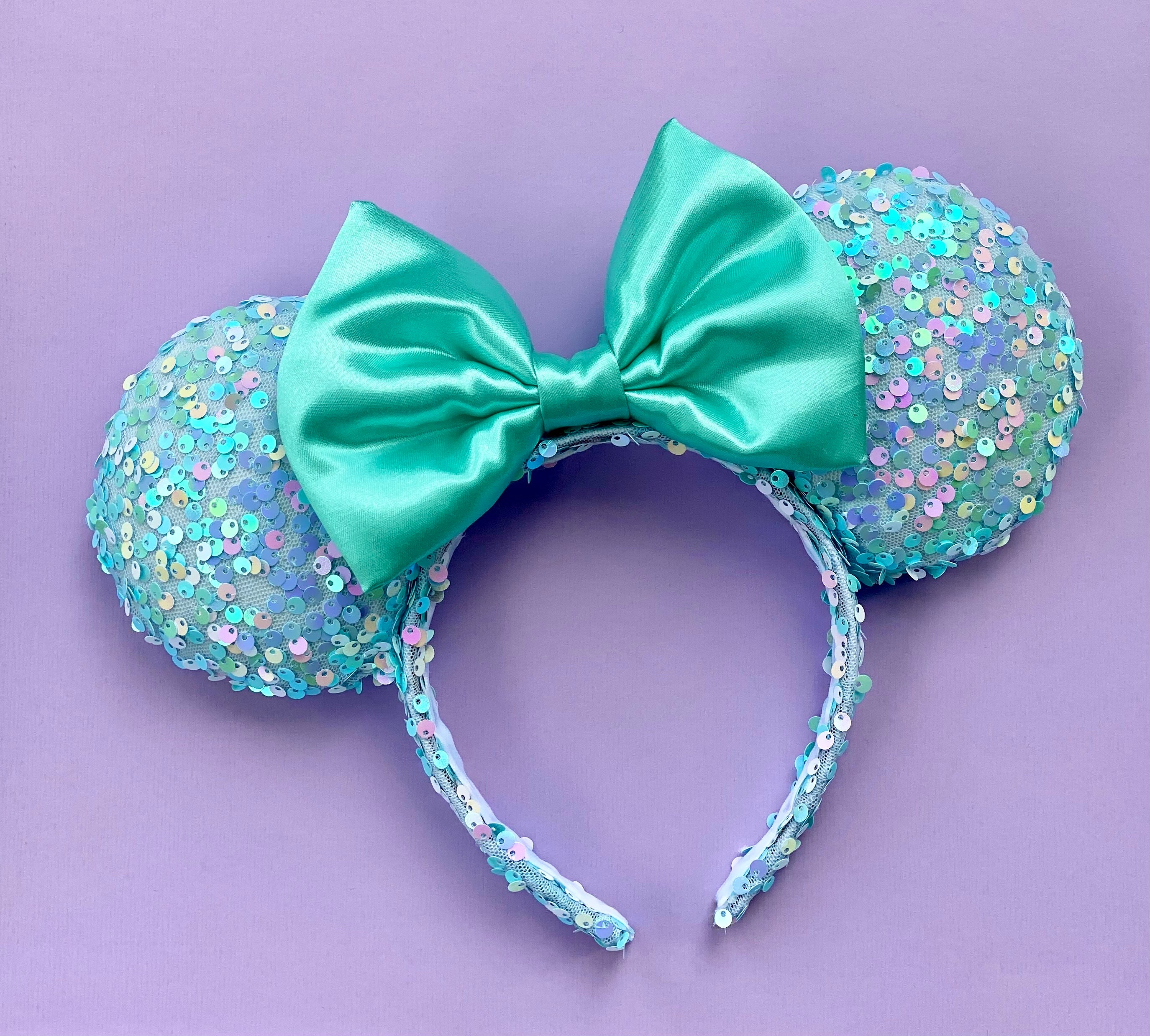 Sea Foam Iridescent Sequin Mouse Ears | Headband Mouse Ears 