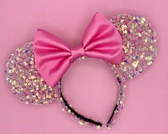 Disney Ears Rhinestones Cranberry Handmade Cranberry Christmas Holiday 2021 Jeweled Minnie Mouse Bow  main image 4