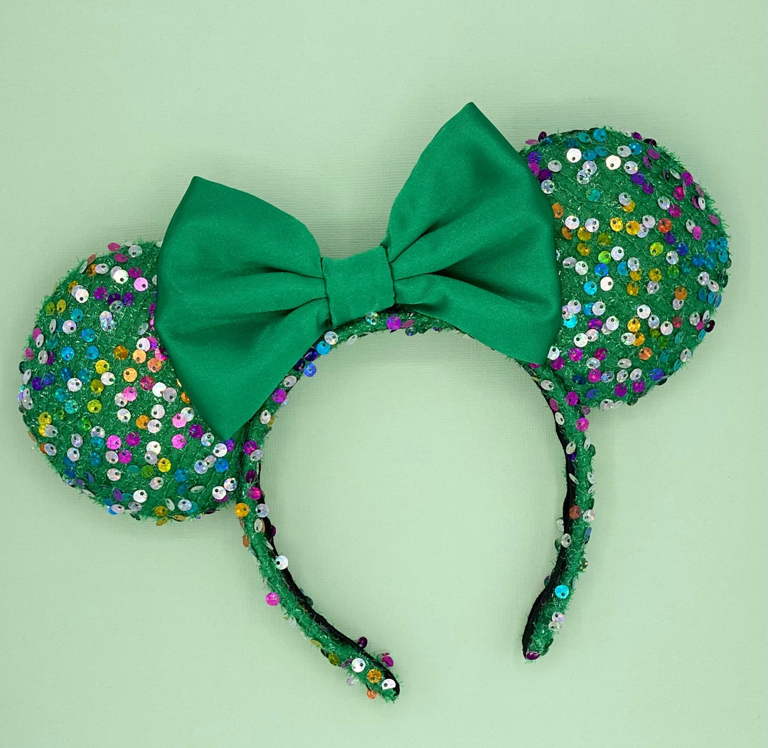 MADE TO ORDER Green Confetti Sequin Mouse Ears Headband Mouse Ears