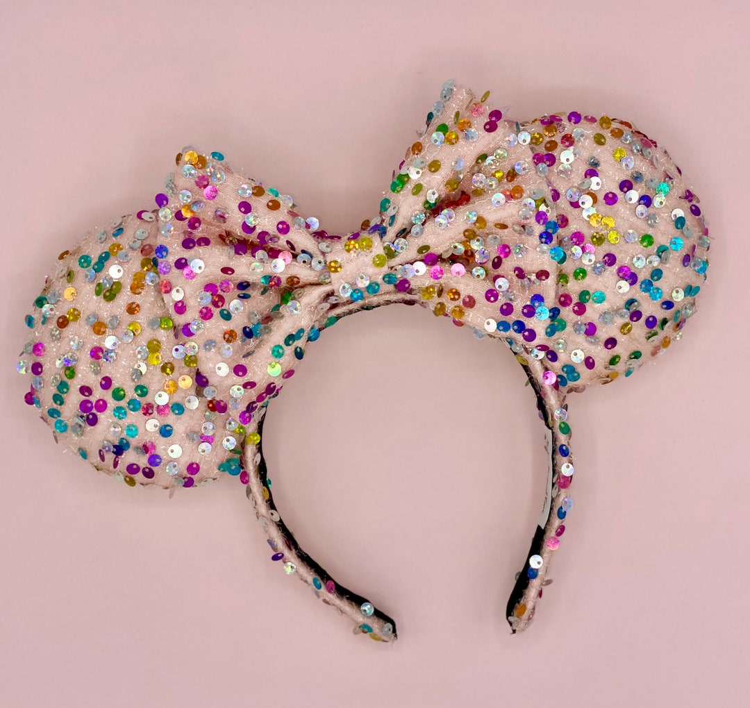MADE TO ORDER Light Pink Multicolored Confetti Sequin Mouse Ears