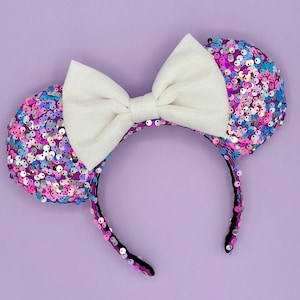 MADE TO ORDER Cotton Candy Sequin Ears | Headband Mouse Ears | Springtime Ears | Summer Ears | Celebration Ears