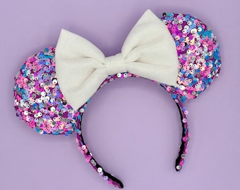 Sequin Cotton Candy Glitz Mouse Ears Inspired Mickey Minnie  display picture 3