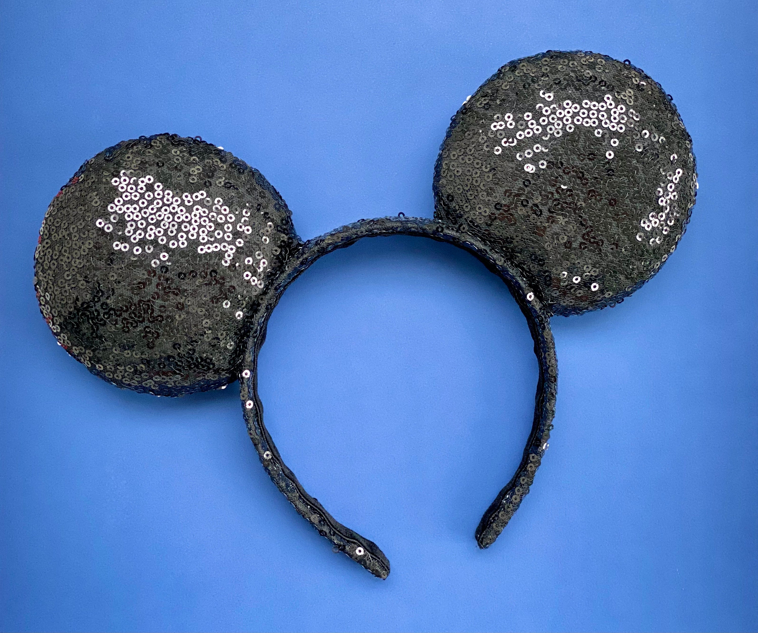 MADE TO ORDER Black Sequin No Bow Mouse Ears | Headband  display picture 2