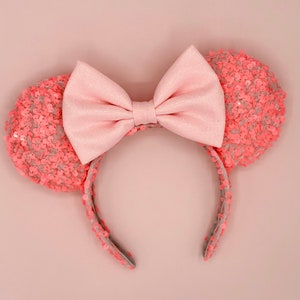 MADE TO ORDER Flamingo Velvet and Sequin Mouse Ears | Headband Mouse Ears