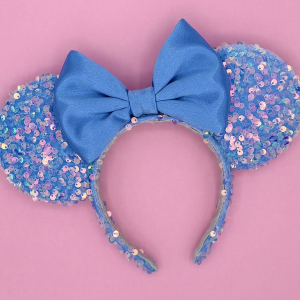 MADE TO ORDER Periwinkle Blue Velvet Iridescent Sequin Ears | Headband Mouse Ears | Princess Mouse Ears | Make It Blue Mouse Ears