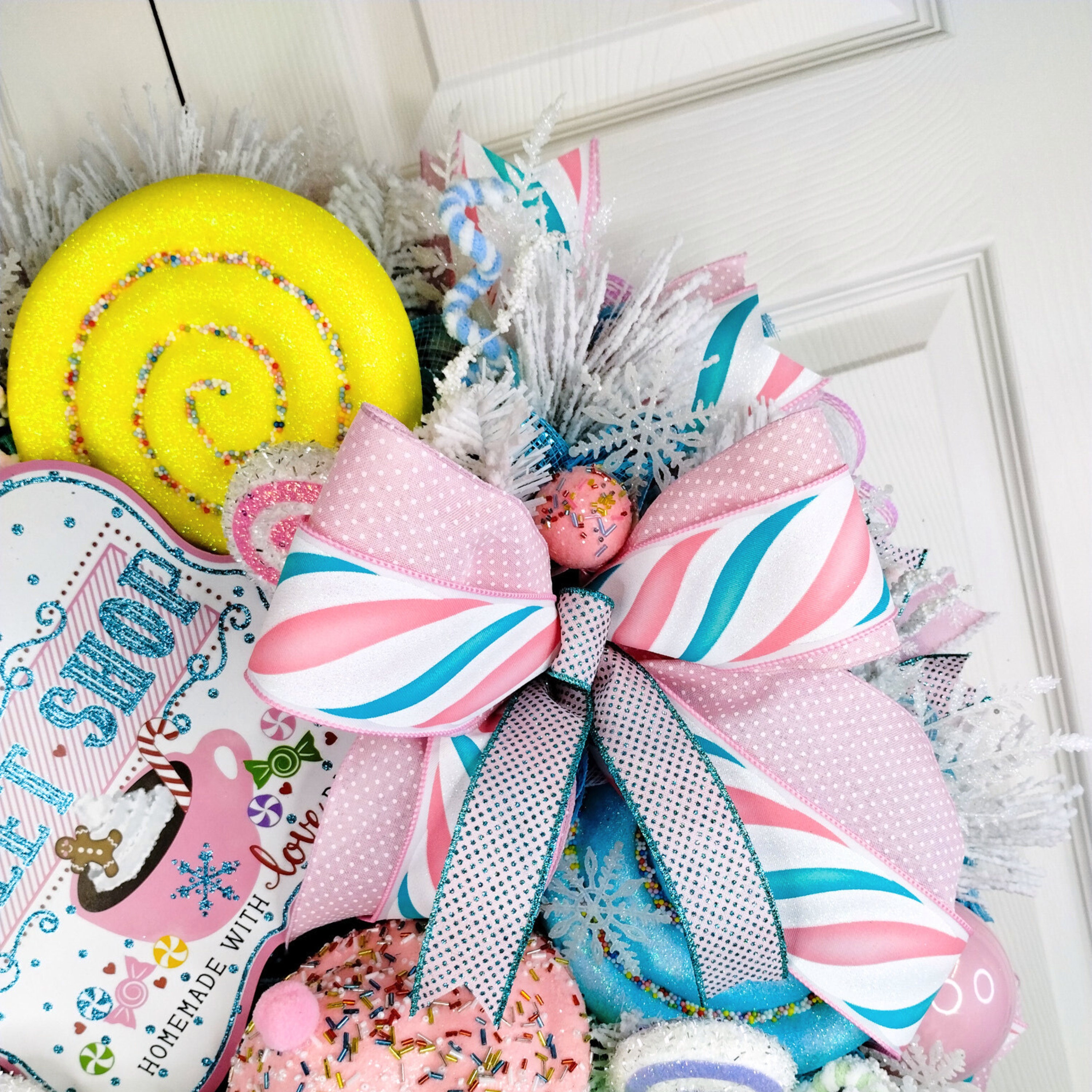 Santa's Sweet Shop Wreath, Candyland Decor, Festive Front Door ...
