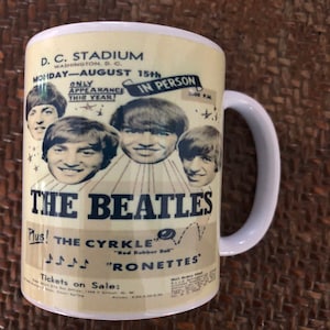 The Beatles CERAMIC Coffee Mug WASHINGTON CONCERT Poster of the 60&#39;s