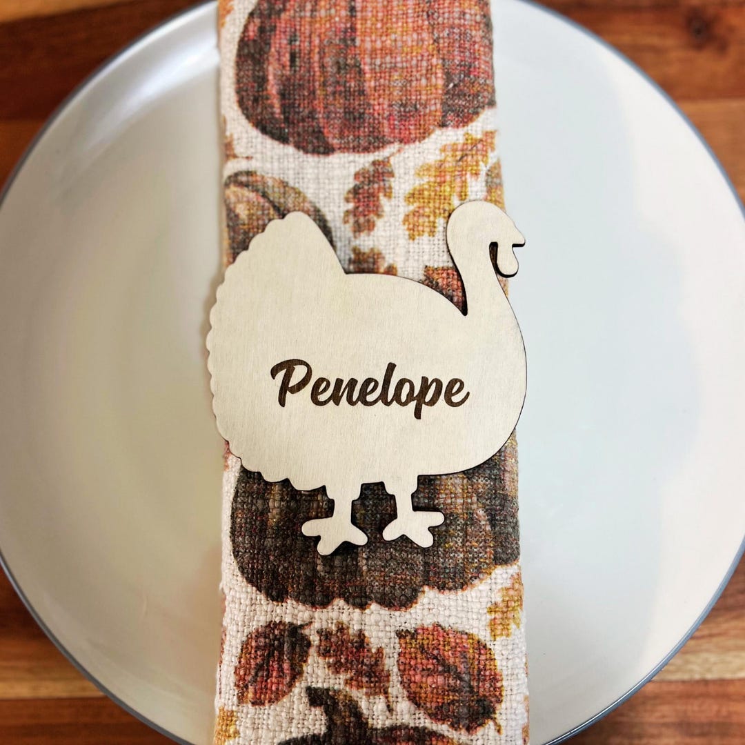 Turkey Tag Email Personalized Turkey Place Setting, Engraved Wooden Name Tag ...
