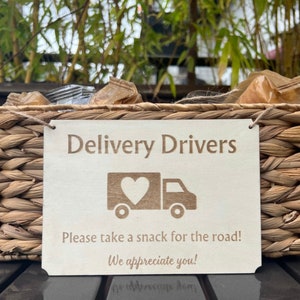 Front Porch Delivery Driver Appreciation Sign, Laser Engraved Wood Thank You Sign, Package Delivery Appreciation