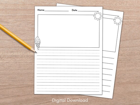 Printable Summer Writing Paper Kids Writing Printable Draw - Etsy