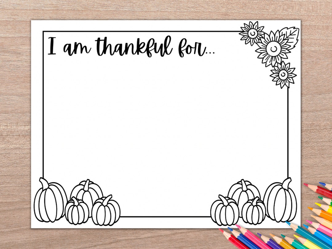 I Am Thankful Printable Thanksgiving Placemat Fall Themed