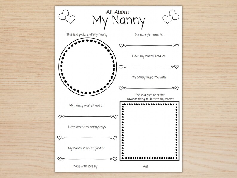 All About My Nanny Printable Fill in the Blank Card for - Etsy UK