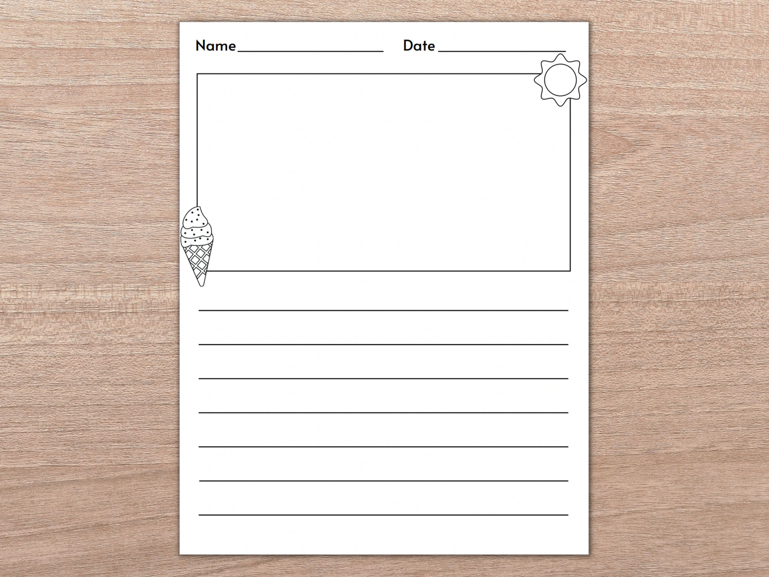 Printable Summer Writing Paper Kids Writing Printable Draw - Etsy