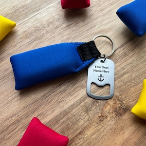 Personalized Floating Laser Engraved Bottle Opener Boat Keychain, Engraved Boat Gift, Customized Boat Name Keychain