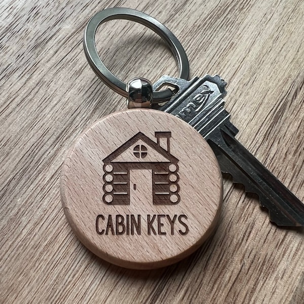 Cabin Keys Laser Engraved Wood Keychain, Cabin Key Ring, Keys for Cabin, Keychain Gift