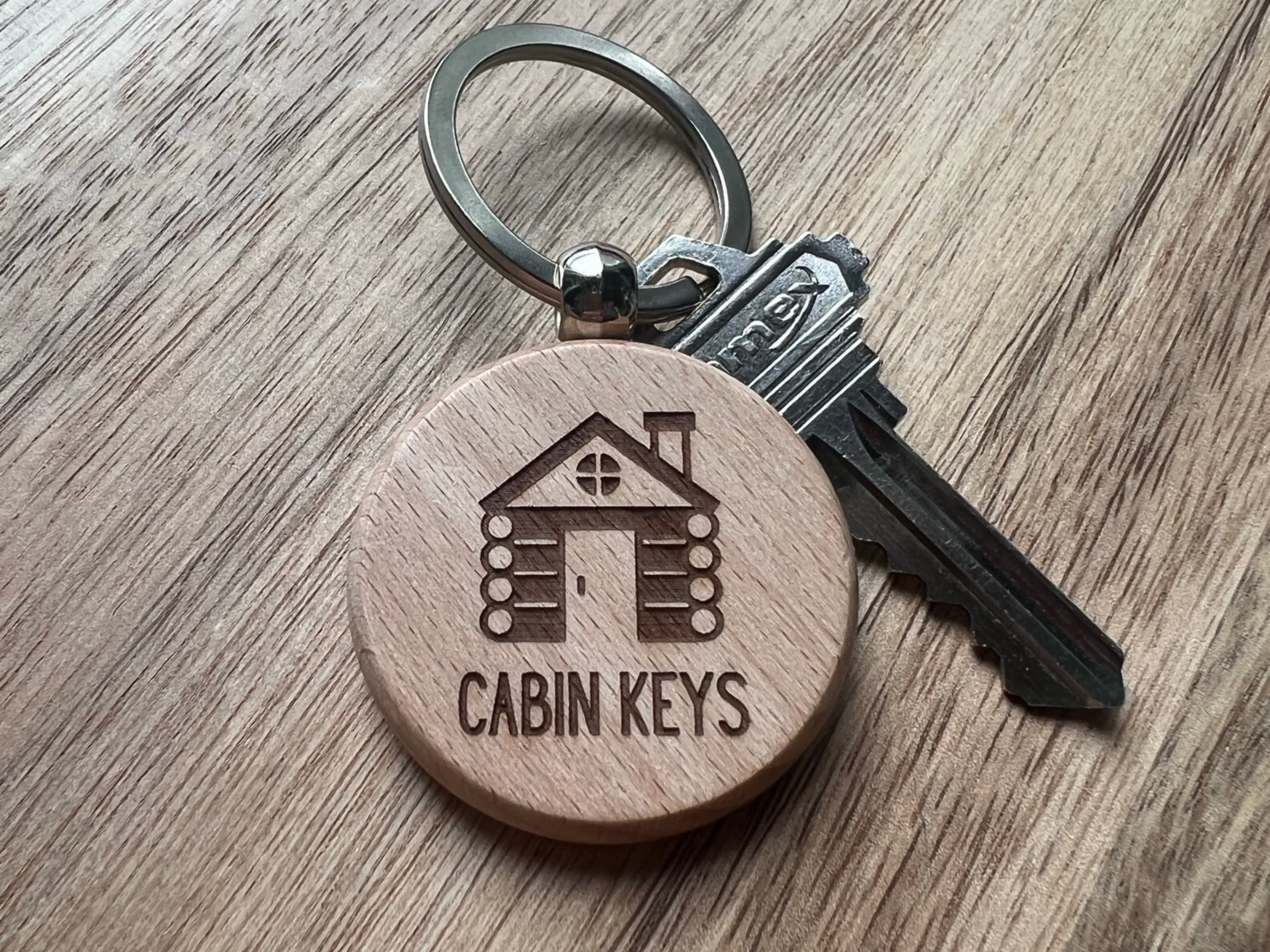 Happy Camper Key Fob Wooden Tent Trailer Keychain: Laser Cut Cherry ...