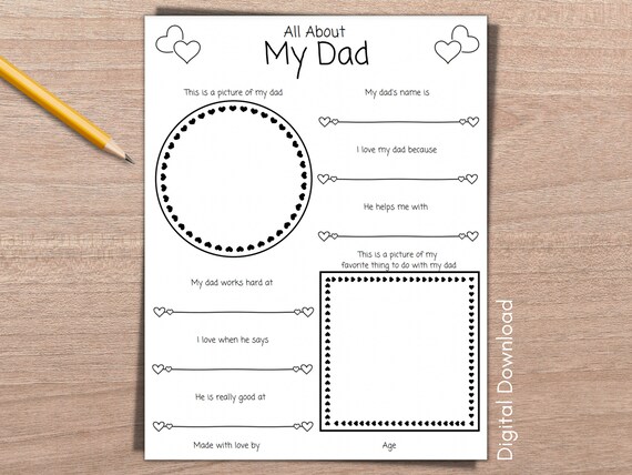 Father's Day Printable All About Dad Printable Dad - Etsy