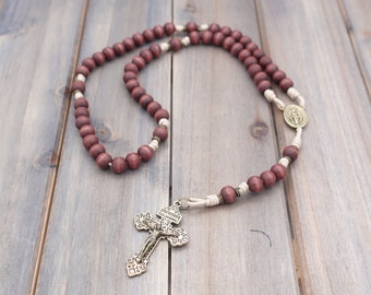 Fishers of Men Catholic Rosary with Exclusive Wood Beads, Bronze Crucifix, Miraculous Medal | Runewood Rosary Co. | Catholic Gift