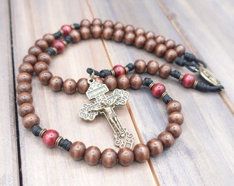 Disciple Catholic Rosary with Exclusive Wood Beads, Bronze Crucifix, Miraculous Medal | Runewood Rosary Co. | Catholic Gift