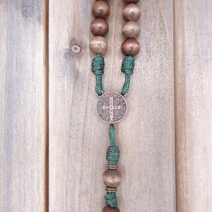 The Woodsman Catholic Rosary with exclusive wood beads, copper crucifix and center Runewood Rosary Co. Rosary for Men Catholic Gift image 4