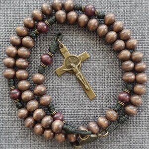 Ekklesia Catholic Rosary with exclusive wood beads, bronze St. Benedict crucifix | Runewood Rosary Co. | Rosary for Men | Catholic Gift