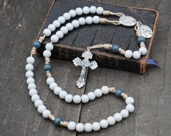 Rosario Cattolico Colorato Con Perline In Argilla Polimerica 6mm - Medaglia Miracolosa E Crocifisso 5,1cm, Per Preghiera E Meditazione, Unico E Colorato