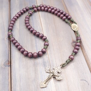 Mount of Olives Catholic Rosary with exclusive beads, pardon crucifix, Miraculous Medal | Runewood Rosary Co. | Catholic Gift