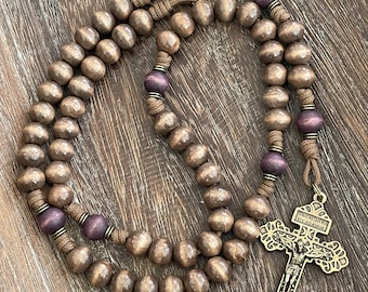 The Vineyard Catholic Rosary with Exclusive Wood Beads, Bronze Crucifix, Miraculous Medal | Runewood Rosary Co. | Catholic Gift | Medieval