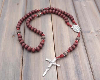 Agony in the Garden Catholic Rosary with Exclusive Wood Beads, Silver Crucifix, Miraculous Medal | Catholic Gift | Runewood Rosary Co.