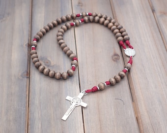 Good Friday Catholic Rosary with Exclusive Wood Beads, Silver Crucifix, St. Benedict Medal | Runewood Rosary Co. | Catholic Gift | Medieval