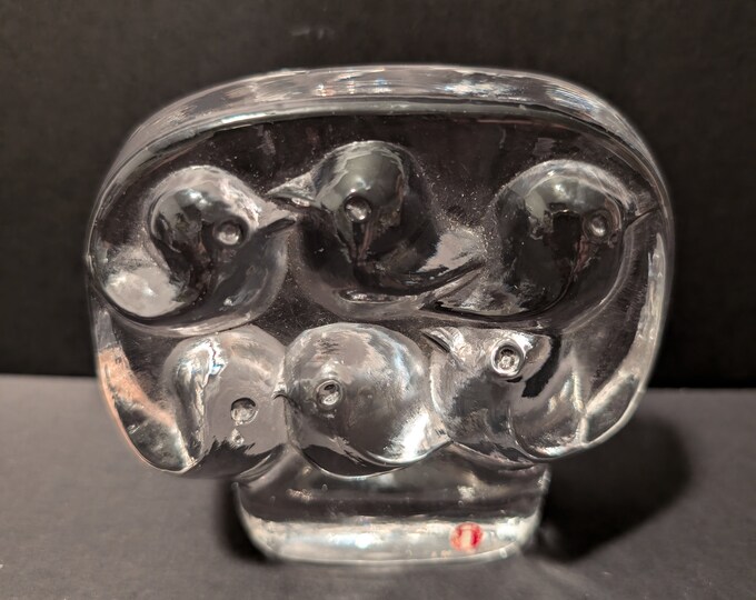 Vintage Littala Art Glass Flower Paperweight Finland Signed Helja ...
