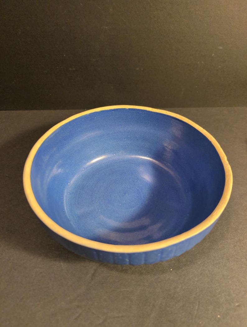 Roseville Blue Venetian Picket Fence Yellow Ware Mixing Bowl - Etsy
